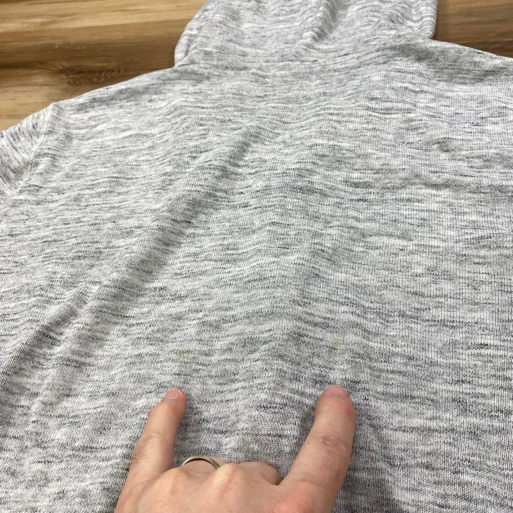 J. Crew Zip Up Hoodie Mens Large Minimalist 100% Cotton Marled Knit Grey Classic